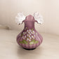 Vintage Purple Plum Overlay Cased Glass Floral Vase