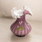 Vintage Purple Plum Overlay Cased Glass Floral Vase