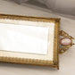 Vintage Rectangular Gold Tone Metal Cameo Mirror Tray
