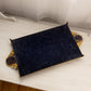 Vintage Rectangular Gold Tone Metal Cameo Mirror Tray