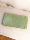 Vintage Rectangular Green Marble Tray with Gold Floral Designs (Made in Italy)