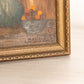 Vintage Rectangular Red Yellow Flowers in Blue Vase Painting on Board