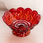 Vintage Red Amberina Glass Moon & Star Footed Candle Bowl (Glows)