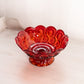 Vintage Red Amberina Glass Moon & Star Footed Candle Bowl (Glows)