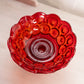 Vintage Red Amberina Glass Moon & Star Footed Candle Bowl (Glows)