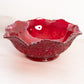Vintage Red Amberina Glass Ruffled Hobstar Bowl