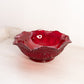 Vintage Red Amberina Glass Ruffled Hobstar Bowl
