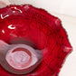 Vintage Red Amberina Glass Ruffled Hobstar Bowl