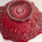 Vintage Red Amberina Glass Ruffled Hobstar Bowl