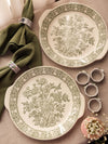Vintage Royal China RYL20 Green Transferware Handled Cake Plates (Set of 2)