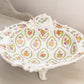 Vintage Schierholz Oval White Ceramic Lattice Edge Floral Bowl
