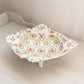 Vintage Schierholz Oval White Ceramic Lattice Edge Floral Bowl