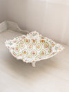 Vintage Schierholz Oval White Ceramic Lattice Edge Floral Bowl
