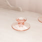 Vintage Short Small Circular Pink Glass Candleholder