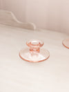 Vintage Short Small Circular Pink Glass Candleholder