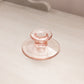 Vintage Short Small Circular Pink Glass Candleholder