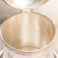Vintage Silver Tone Lidded Biscuit Barrel with 3 Feet and Fancy Etching