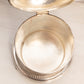 Vintage Silver Tone Lidded Biscuit Barrel with 3 Feet and Fancy Etching