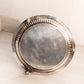 Vintage Silver Tone Lidded Biscuit Barrel with 3 Feet and Fancy Etching