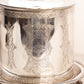 Vintage Silver Tone Lidded Biscuit Barrel with 3 Feet and Fancy Etching