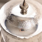Vintage Silver Tone Lidded Biscuit Barrel with 3 Feet and Fancy Etching