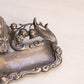 Vintage Silver Tone Metal and Glass Inkwell
