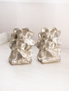 Vintage Silver Tone Metal Dogwood Floral Bookends