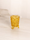 Vintage Small Amber Glass 3-Toed Daisy & Button Toothpick Holder
