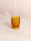 Vintage Small Amber Glass Daisy & Button Toothpick Holder