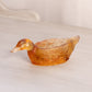 Vintage Small Amber Glass Duck Bird Dish