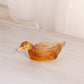 Vintage Small Amber Glass Duck Bird Dish