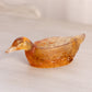 Vintage Small Amber Glass Duck Bird Dish
