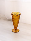 Vintage Small Amber Glass Hobnail Vase