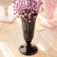 Vintage Small Black Glass Footed Vase with Silver & Floral Details