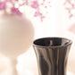 Vintage Small Black Glass Footed Vase with Silver & Floral Details