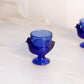 Vintage Small Blue Glass Chicken Toothpick Egg Holder