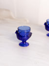 Vintage Small Blue Glass Chicken Toothpick Egg Holder