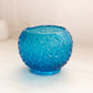 Vintage Small Blue Glass Daisy and Button Bowl
