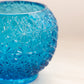Vintage Small Blue Glass Daisy and Button Bowl