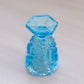 Vintage Small Blue Glass Footed Toothpick Holder with Sawtooth Edge