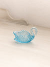 Vintage Small Blue Glass Swan Salt Cellar Toothpick Holder