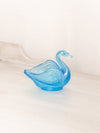 Vintage Small Blue Iridescent Glass Swan Dish
