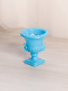 Vintage Small Blue Milk Glass Footed Toothpick Holder with Beaded Rim