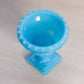 Vintage Small Blue Milk Glass Footed Toothpick Holder with Beaded Rim