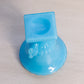 Vintage Small Blue Milk Glass Footed Toothpick Holder with Beaded Rim