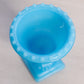 Vintage Small Blue Milk Glass Footed Toothpick Holder with Beaded Rim