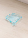 Vintage Small Blue Opalescent Glass Hobnail Fan Ashtray Dish