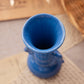 Vintage Small Blue Ribbed Ceramic Vase with Bow Details