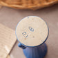 Vintage Small Blue Ribbed Ceramic Vase with Bow Details