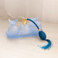 Vintage Small Blue Satin Dresser Set with Tray, Perfume Bottles & Jar